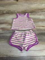Cat & Jack 2pc Striped Terry Cloth Tank Top & Shorts Purple sz 3-6m