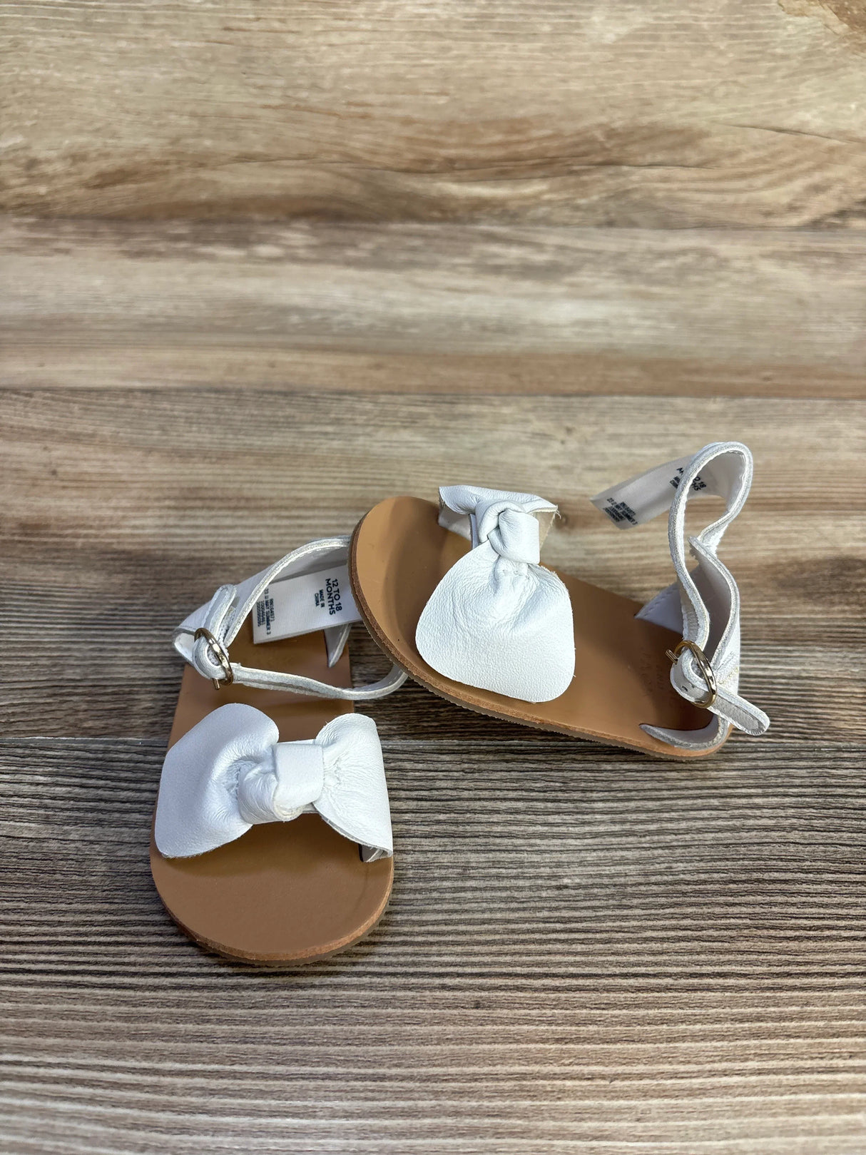 NWOT Janie & Jack Leather Bow Sandals White sz 4c