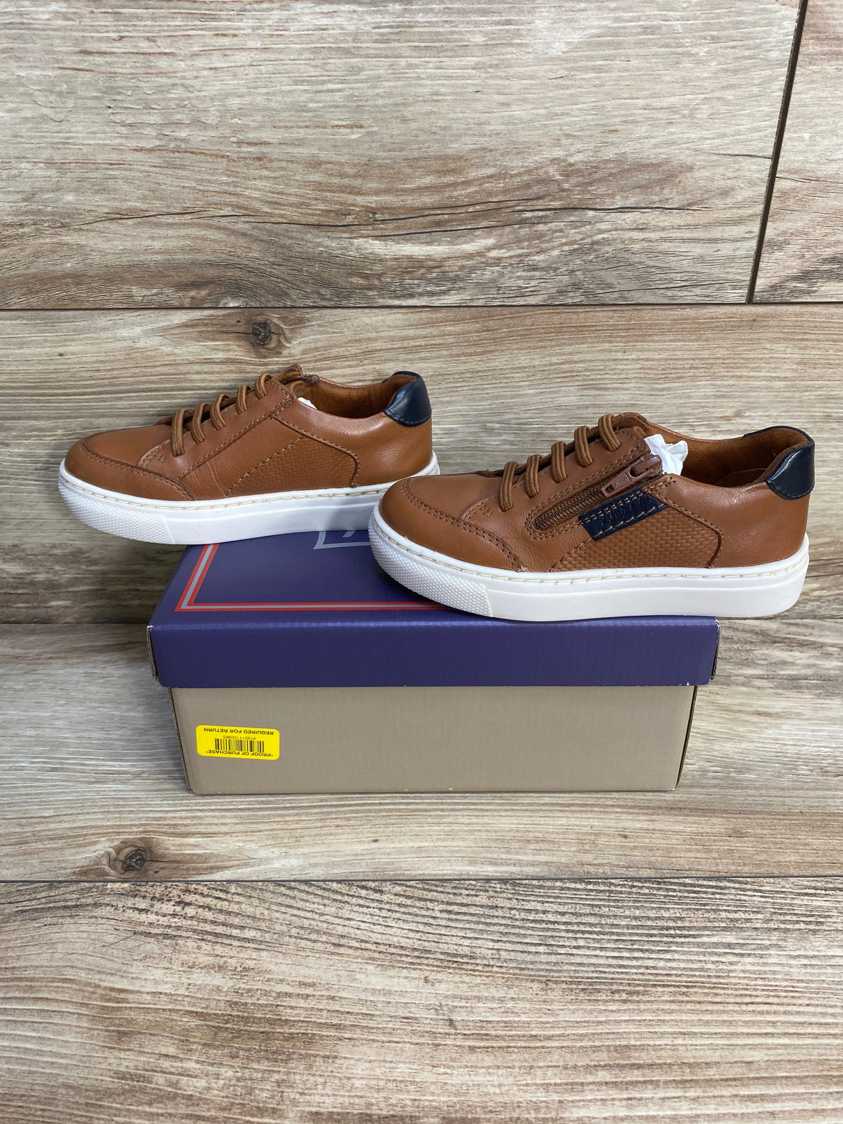 NEW Flag Ltd. Cameron Leather Zip Oxford Sneakers Tan sz 9c