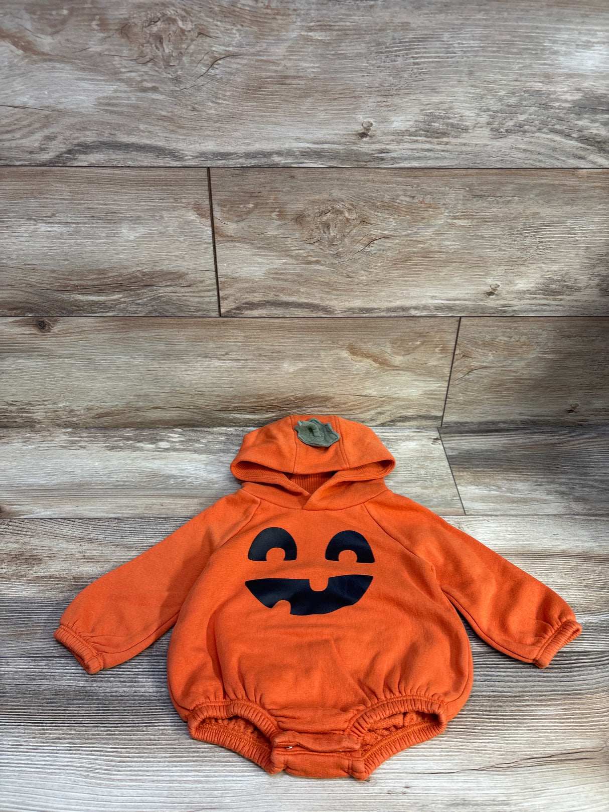 Old Navy Jack-O-Lantern Hooded Critter Fleece Romper Orange sz 6-12m