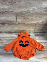 Old Navy Jack-O-Lantern Hooded Critter Fleece Romper Orange sz 6-12m
