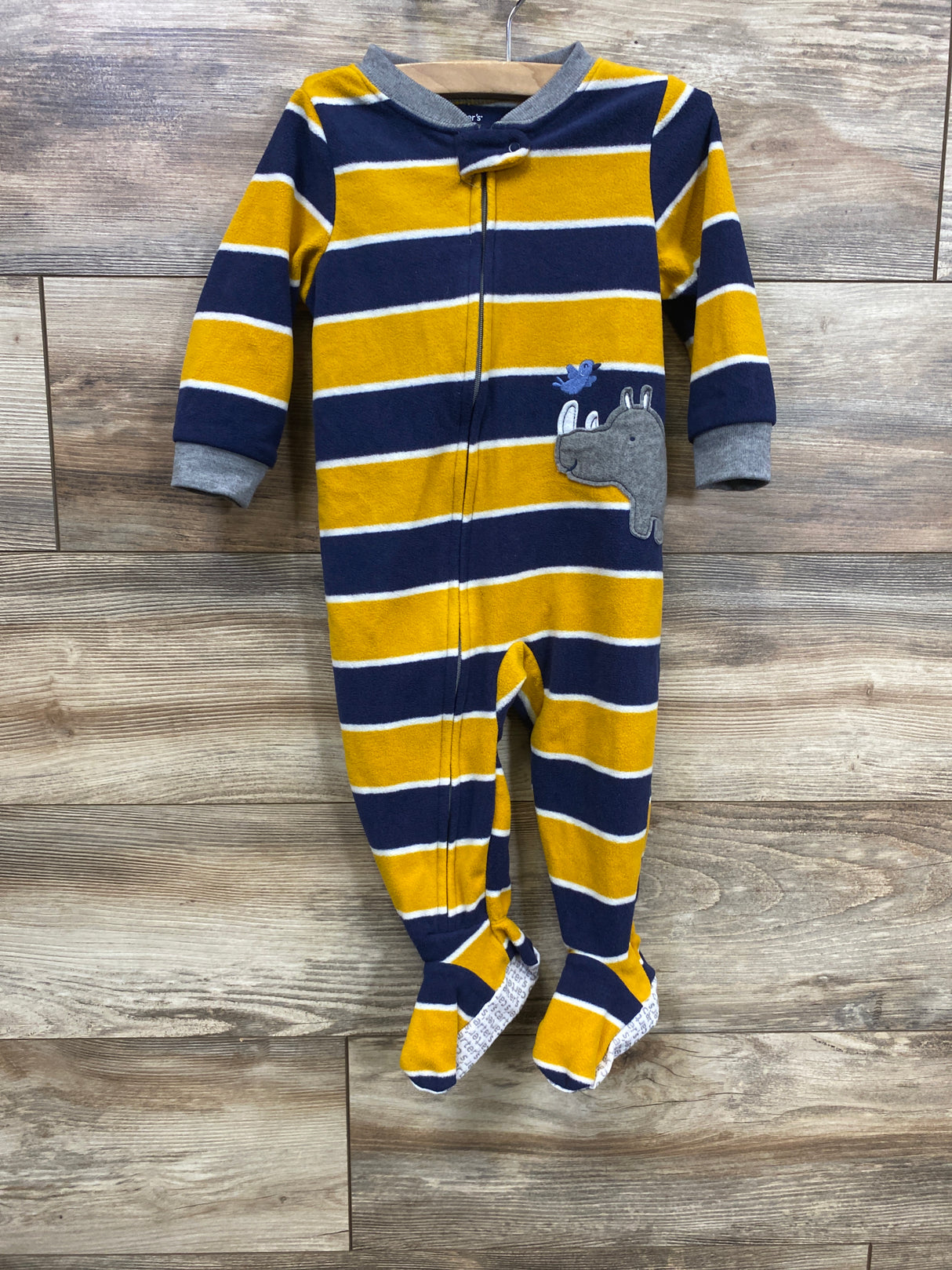 Carter's Striped Rhino Blanket Sleeper Yellow & Blue sz 12m
