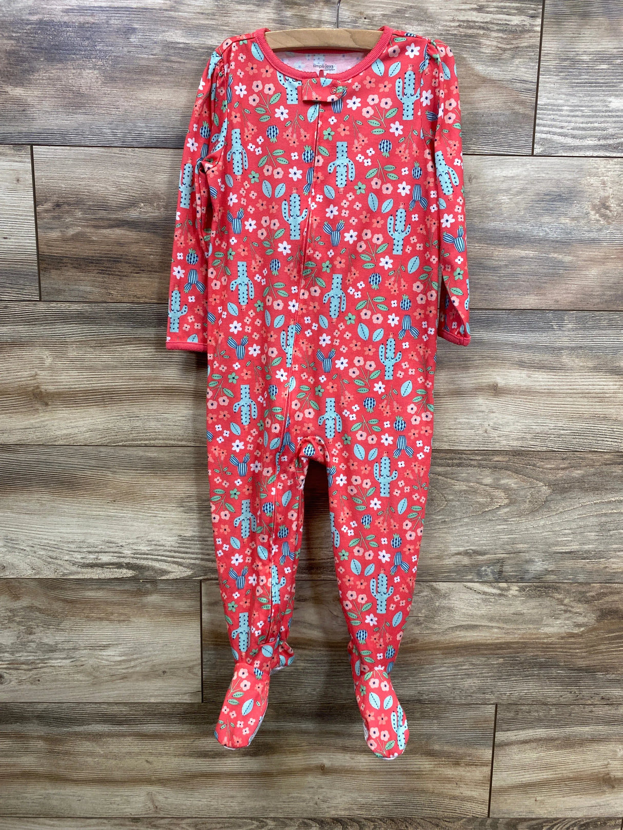 Simple Joys Floral Cactus Sleeper Red sz 3T
