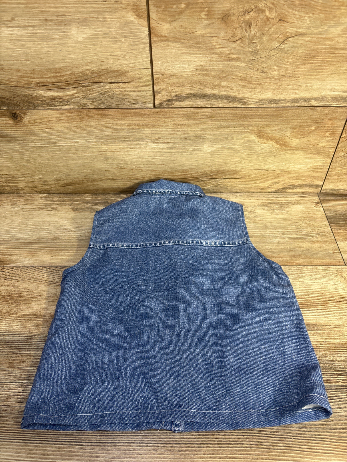 Shein Denim-Look Button-Up Sleeveless Shirt Blue sz 4/5T