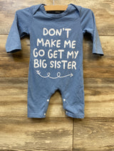 Don't Make Me Get My Bib Sister Coverall Blue sz 0-3m
