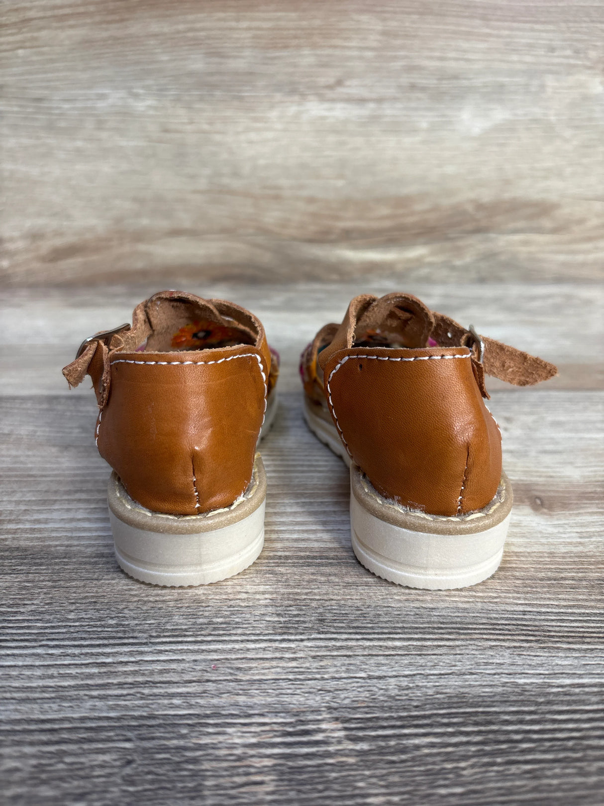 L&G Calzado Floral Leather Huarache Sandals Brown sz 7c