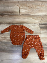 Rabbit Bear 2pc Floral Bodysuit & Bottoms Set Rust sz 3-6m