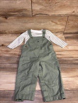 Just One You 2pc Striped Shirt & Overalls Set White sz 18m