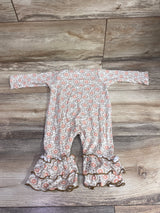Baby Grey Bamboo Floral Coverall Tan sz 3-6m