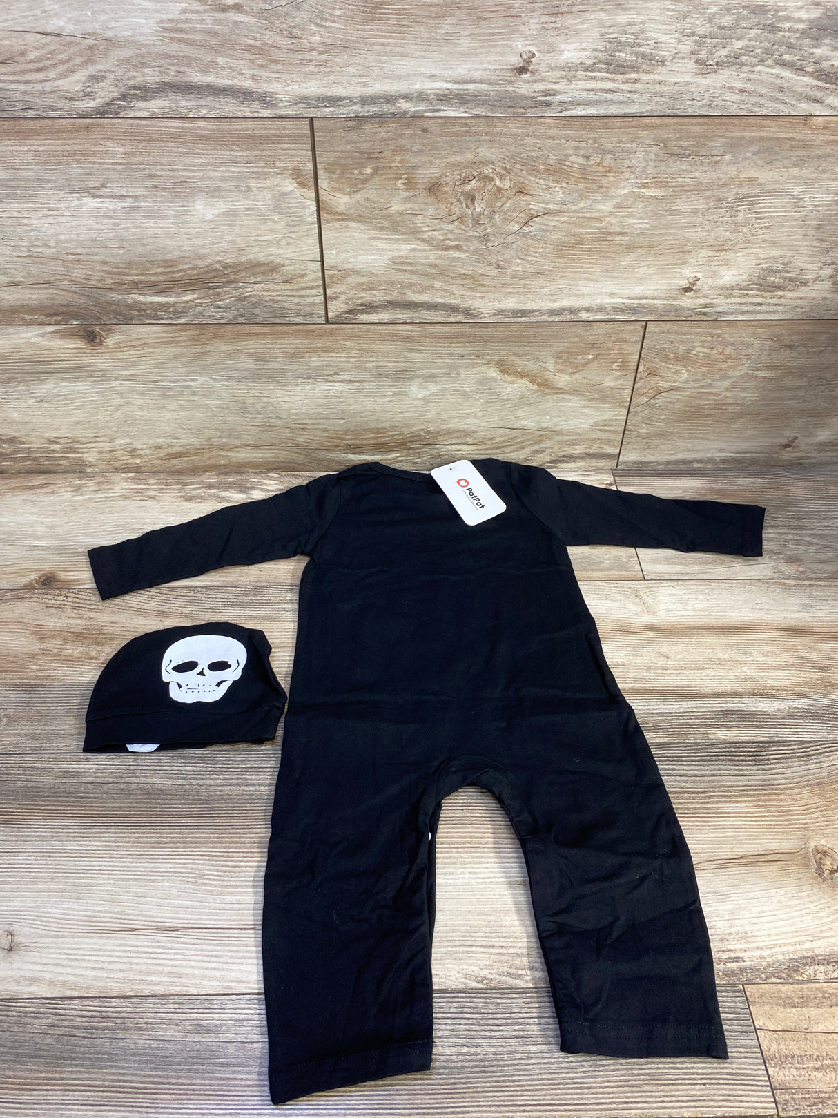 NEW PatPat 2pc Skeleton Coverall & Hat Set Black sz 12m