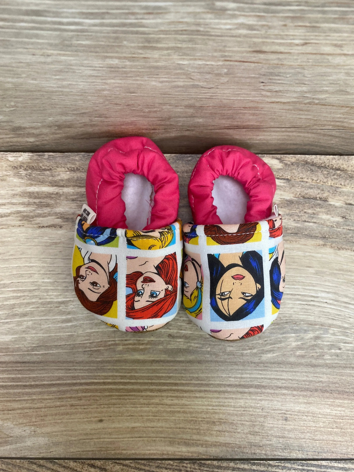 Handmade Baby Soft Sole Moccasins Disney Princess Sz 0-6