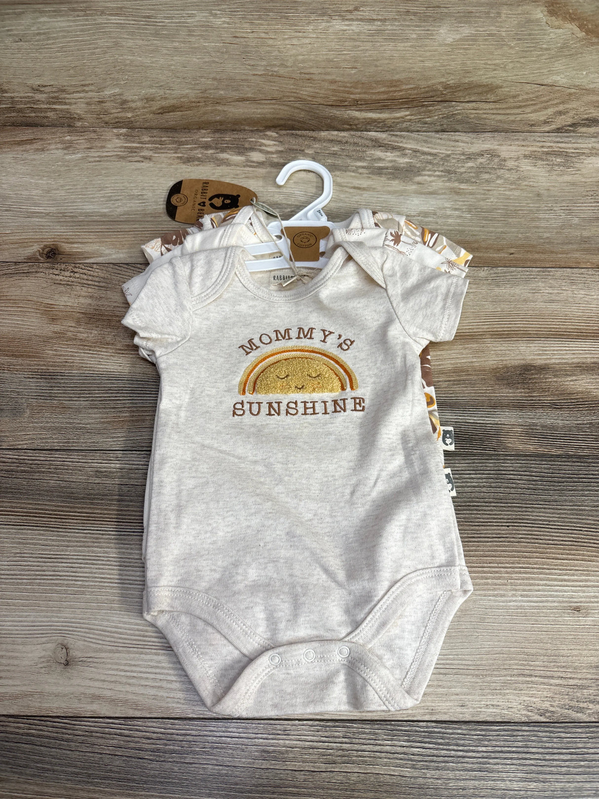 NEW Rabbit Baby Mommy's Sunshine Bodysuit Set Oatmeal sz 3-6m