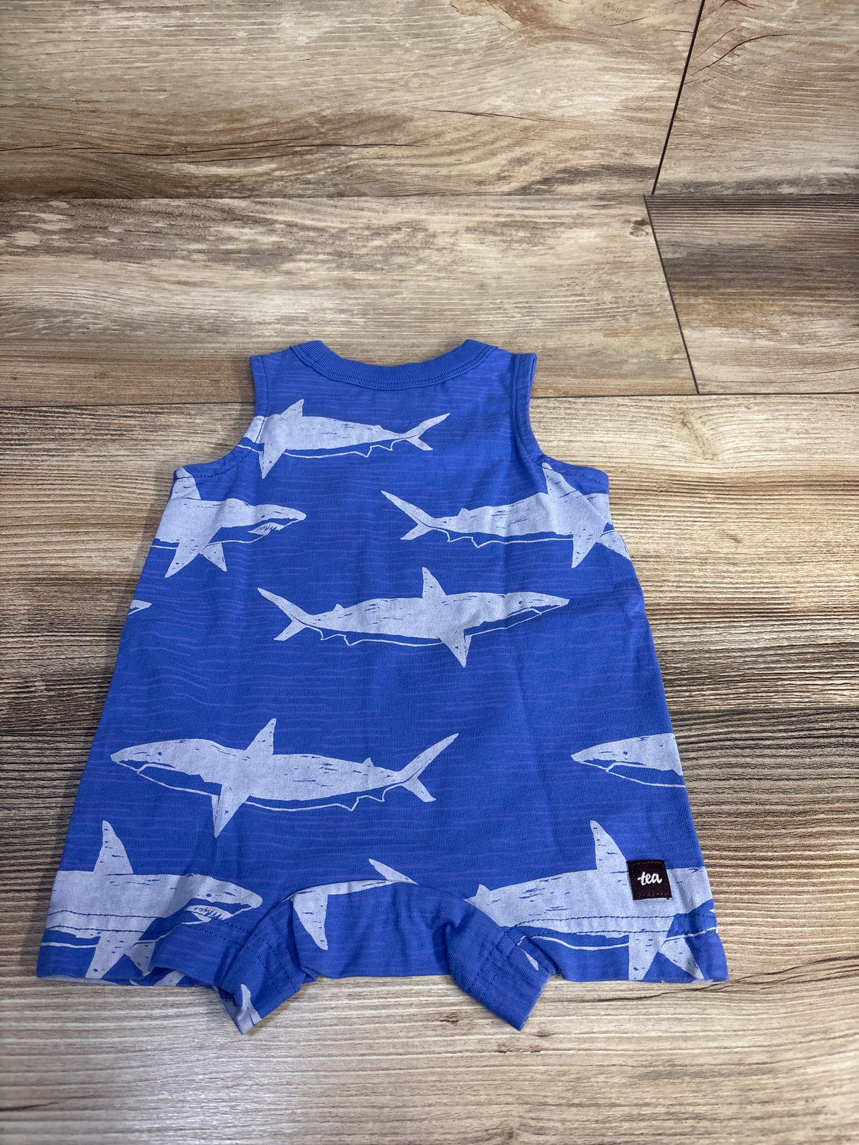 Tea Shark Print Shortie Romper Blue sz 0-3m