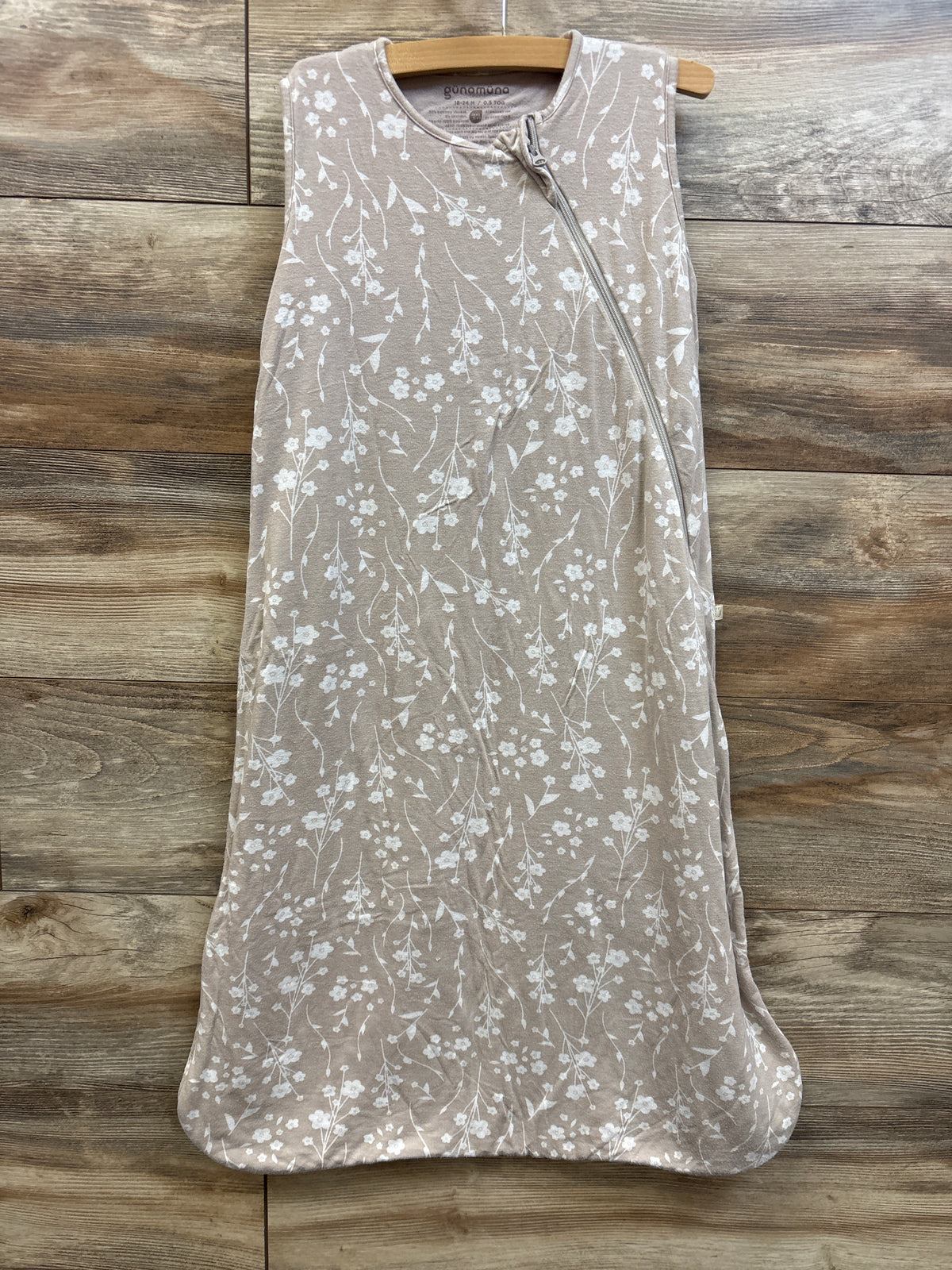 günamüna 0.5TOG Sleeveless Bamboo Sleep Sack in Magnolia Tan sz 18-24m