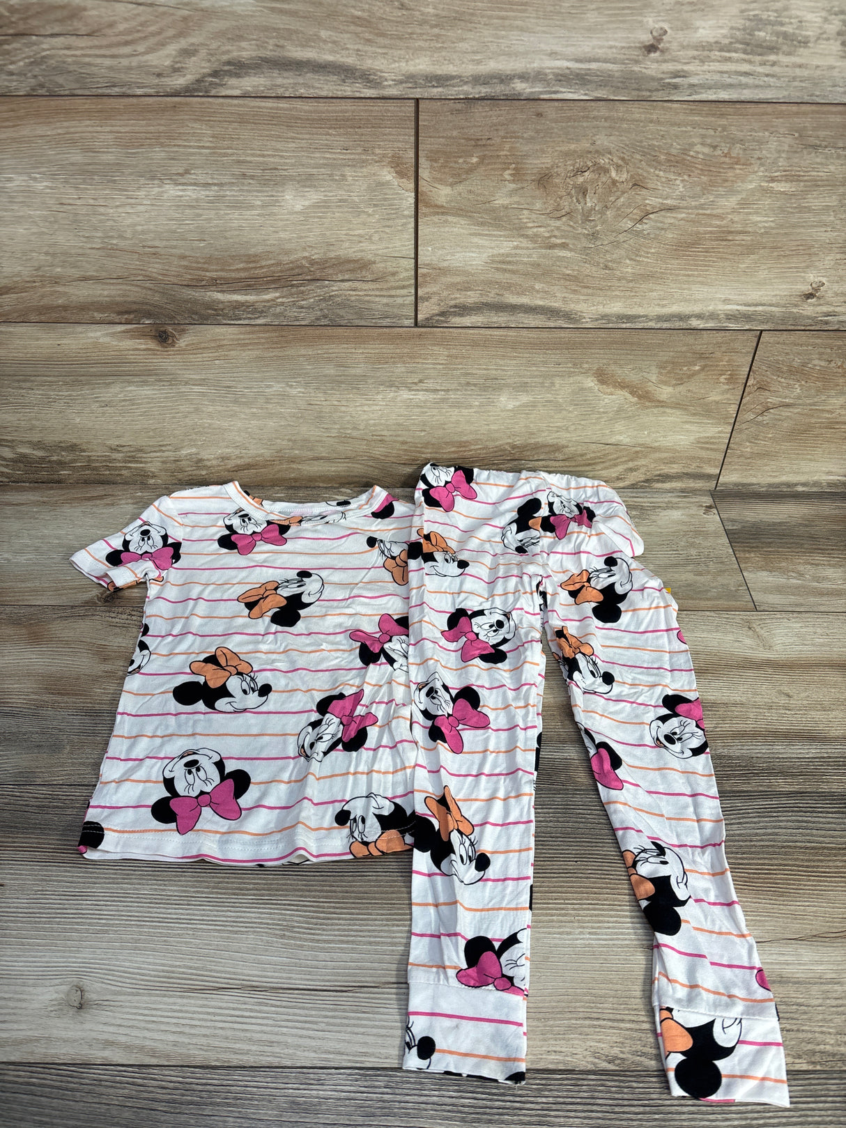 NEW Disney Junior Minnie 2pc Short Sleeve Viscose Snug Fit Pajama Set White sz 5T