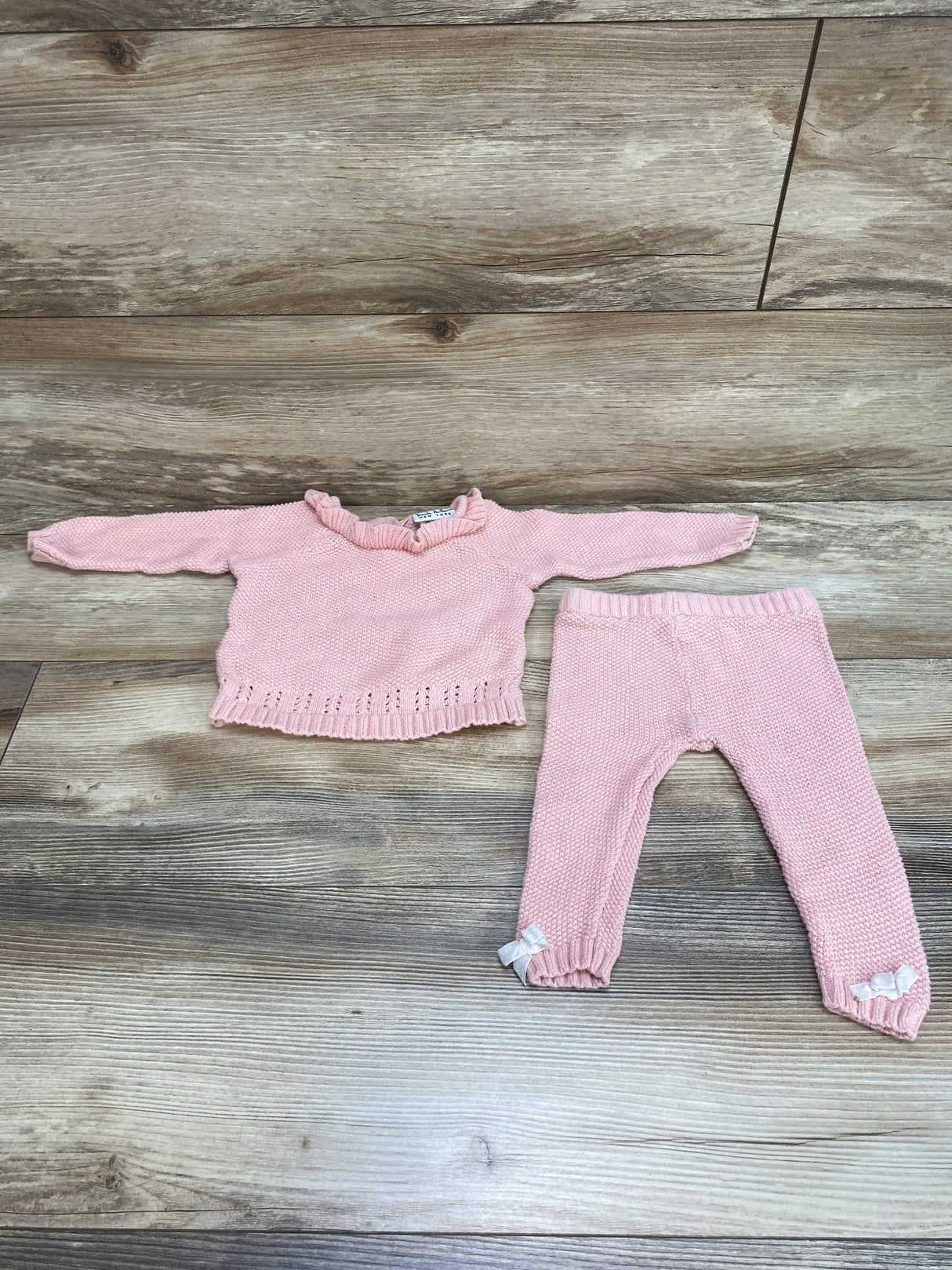 Nicole Miller 2pc Ruffle Collar Sweater & Pants Pink sz 6-9m