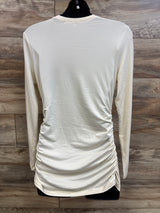 Ekouaer Ruched Long Sleeve Shirt Ivory sz Medium