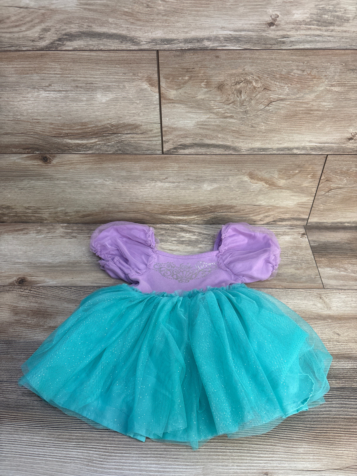 Disney Princess Ariel Cosplay Tutu Puff Sleeve Dress Purple sz 18m