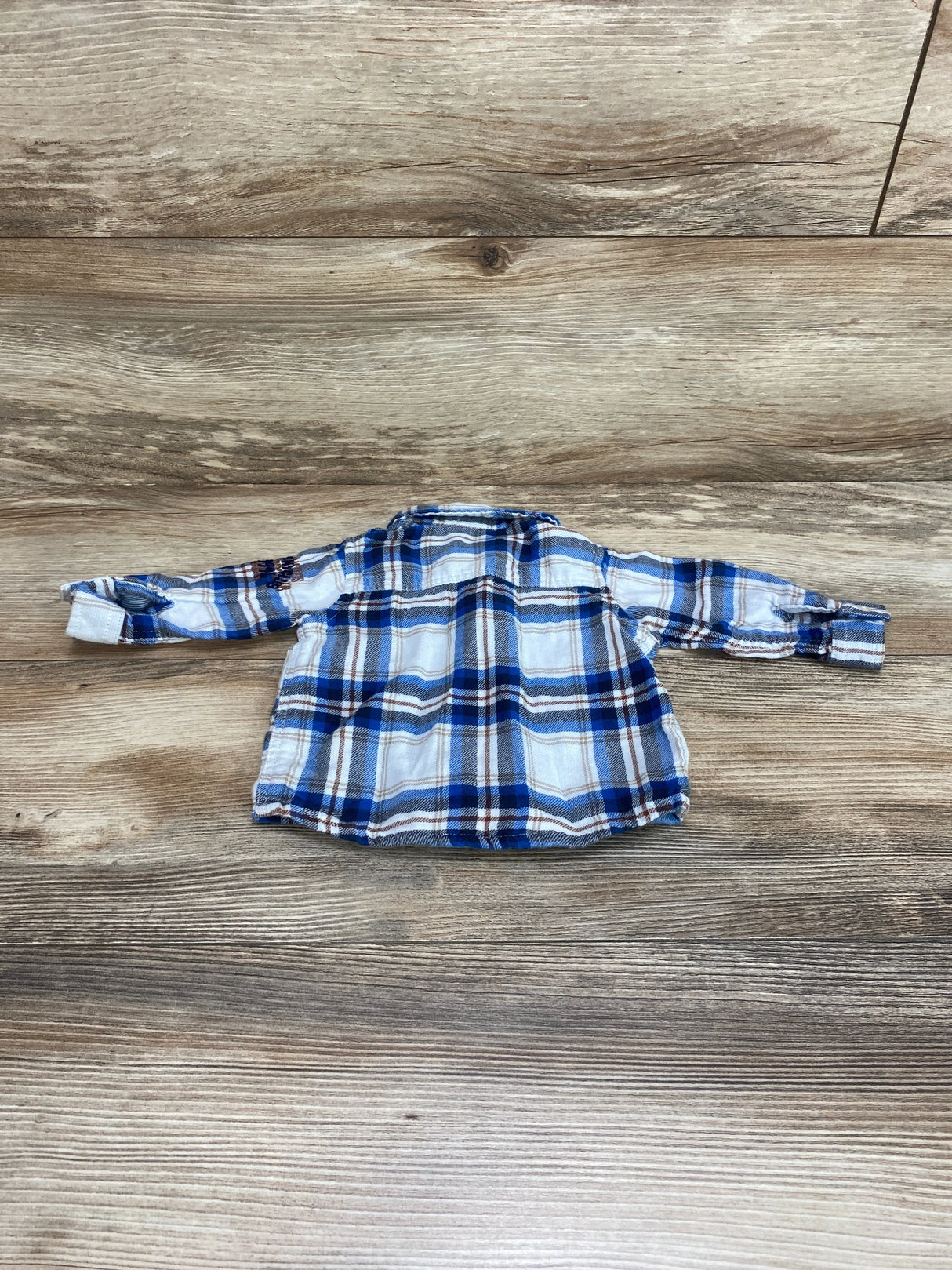 Benetton Baby Plaid Button Up Shirt Blue sz 1-3m