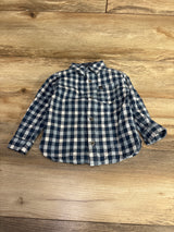 Calvin Klein Gingham Plaid Button Up Shirt Blue sz 24m