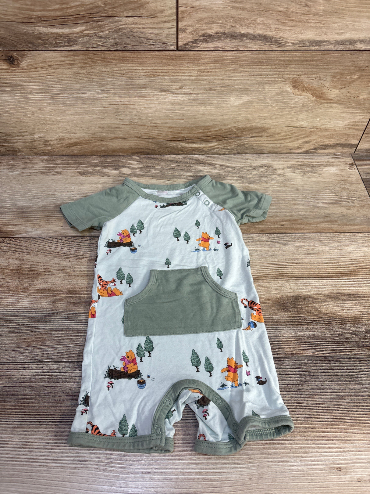 Kyte Baby x Disney Winnie The Pooh Bamboo Shortie Romper Green sz 12-18m