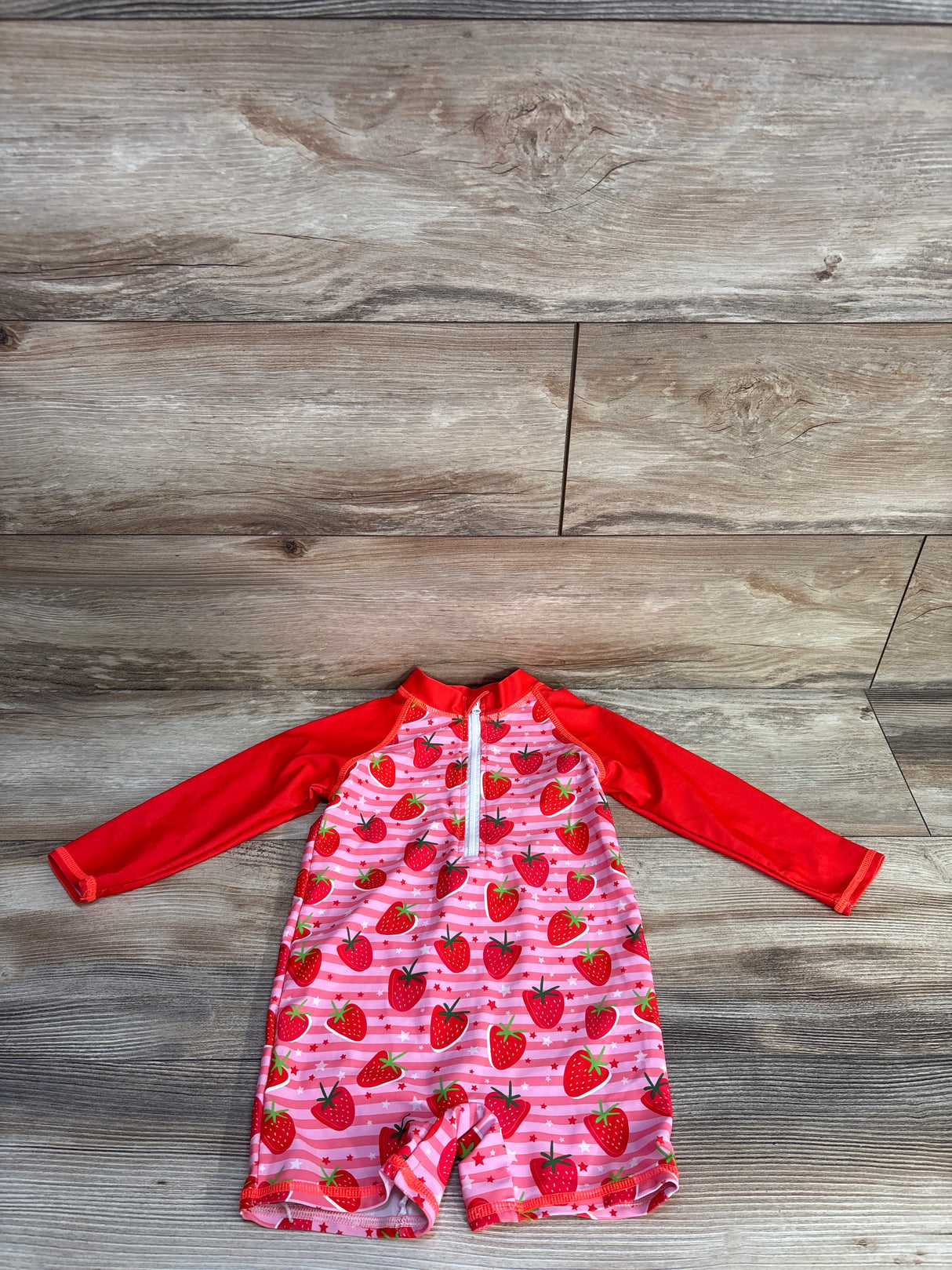 Tupomas 1pc Strawberry Print Long Sleeve Rashguard Swimsuit Red sz 3T