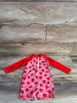 Tupomas 1pc Strawberry Print Long Sleeve Rashguard Swimsuit Red sz 3T