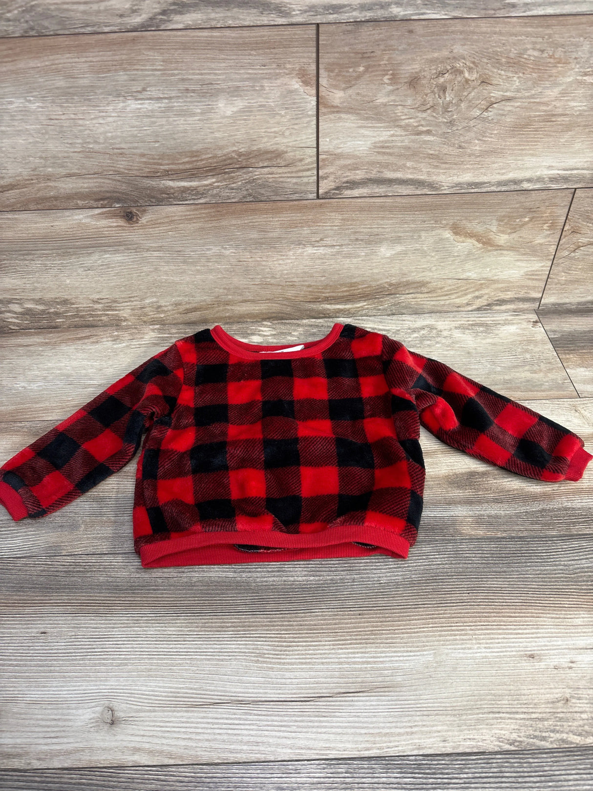 H&M Buffalo Plaid Plush Sweatshirt Red sz 2T