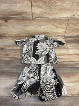 Hawaii Station 2pc Button-Up Shirt & Shorts Cabana Set Cream sz 12m