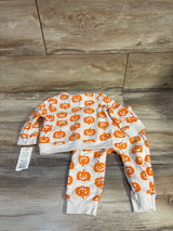 NEW Cat & Jack 2pc Halloween Pumpkin Sweatshirt & Jogger Set Orange sz 12m