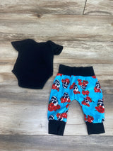 2Pc Floral Skull Set Black 6-9m