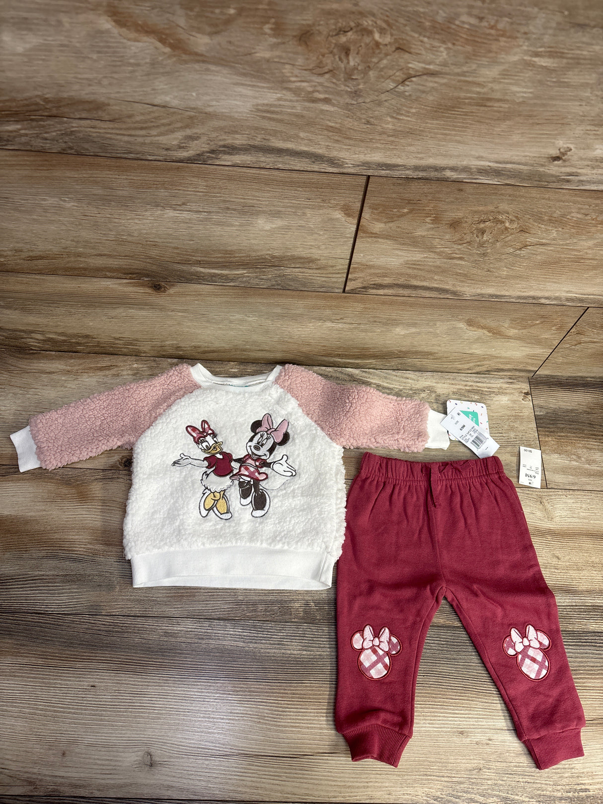 NEW Disney Baby 2pc Sherpa Minnie Mouse Sweatshirt & Joggers Set Pink sz 6-9m