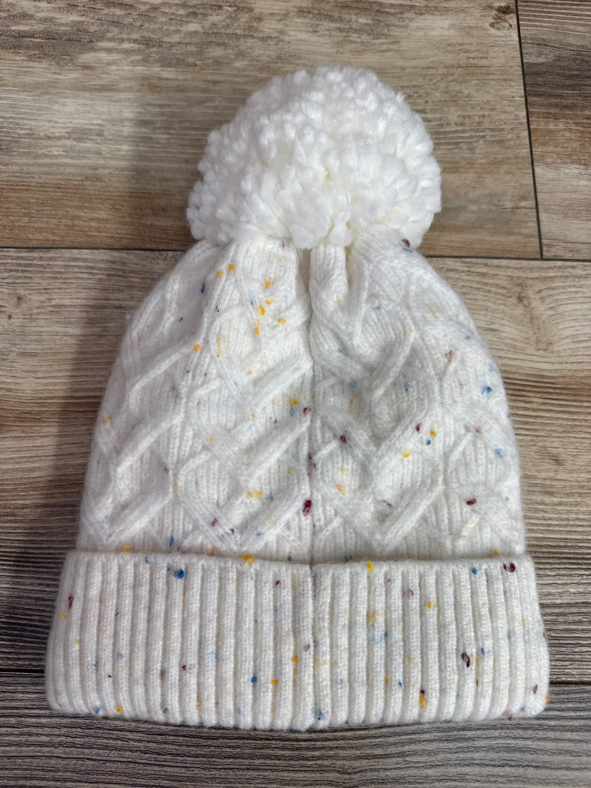 NEW Cat & Jack Cable Knit Beanie w/ Pom Pom White sz 2-5T
