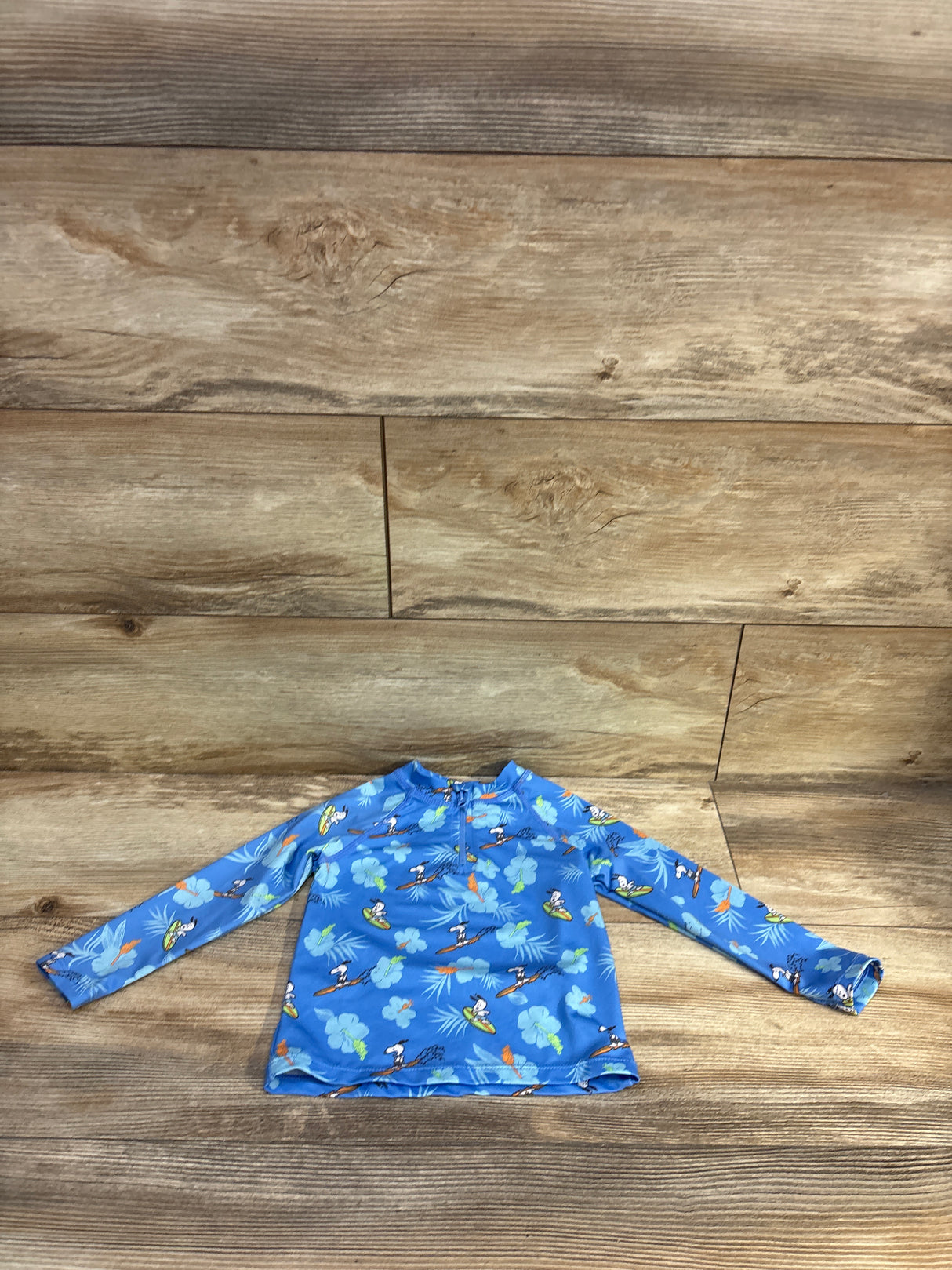 Zara x Peanuts Long Sleeve Quarter-Zip Rash Guard Top Blue sz 2-3T