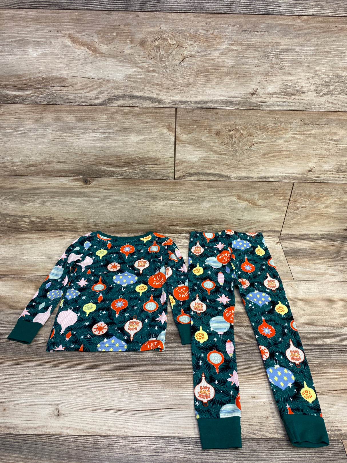 NEW Old Navy 2pc Ornament Pajama Set Emerald sz 3T