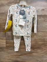 NEW Tres Beau et Belle 3pc Bamboo Pajama Set with Socks White sz 12m