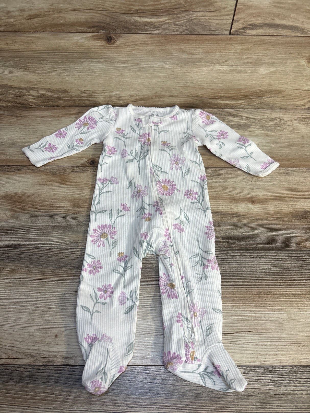 Carter's Floral Ribbed Sleeper Ivory sz 9m