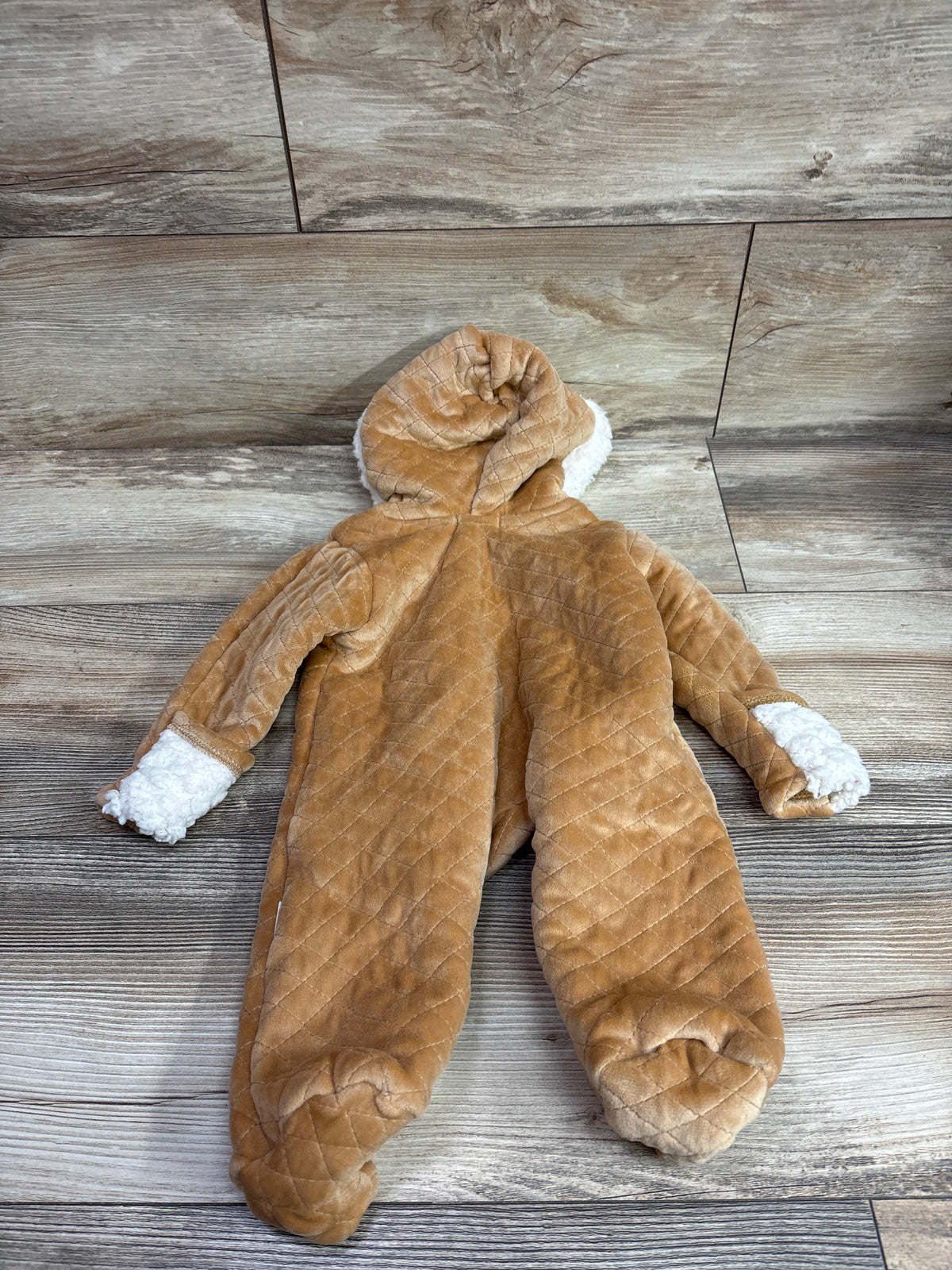 Tahari Baby Sherpa Lined Hooded Bunting Tan sz 0-3m
