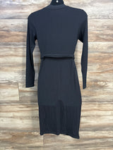H&M Mama Ribbed Waist Tie Dress Black sz Small