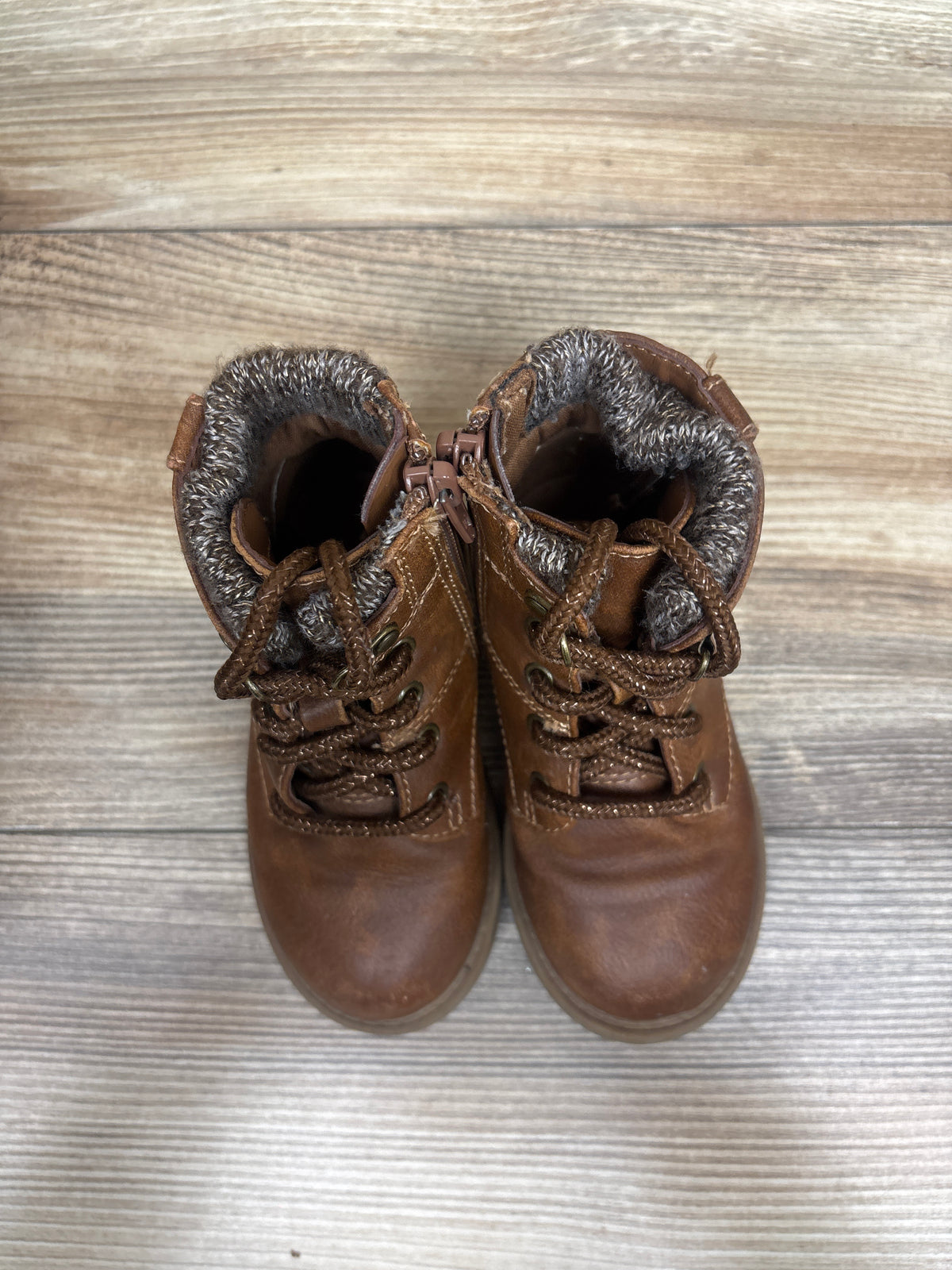 Wonder Nation Sweater Knit Lace-Up Boots Brown sz 7c