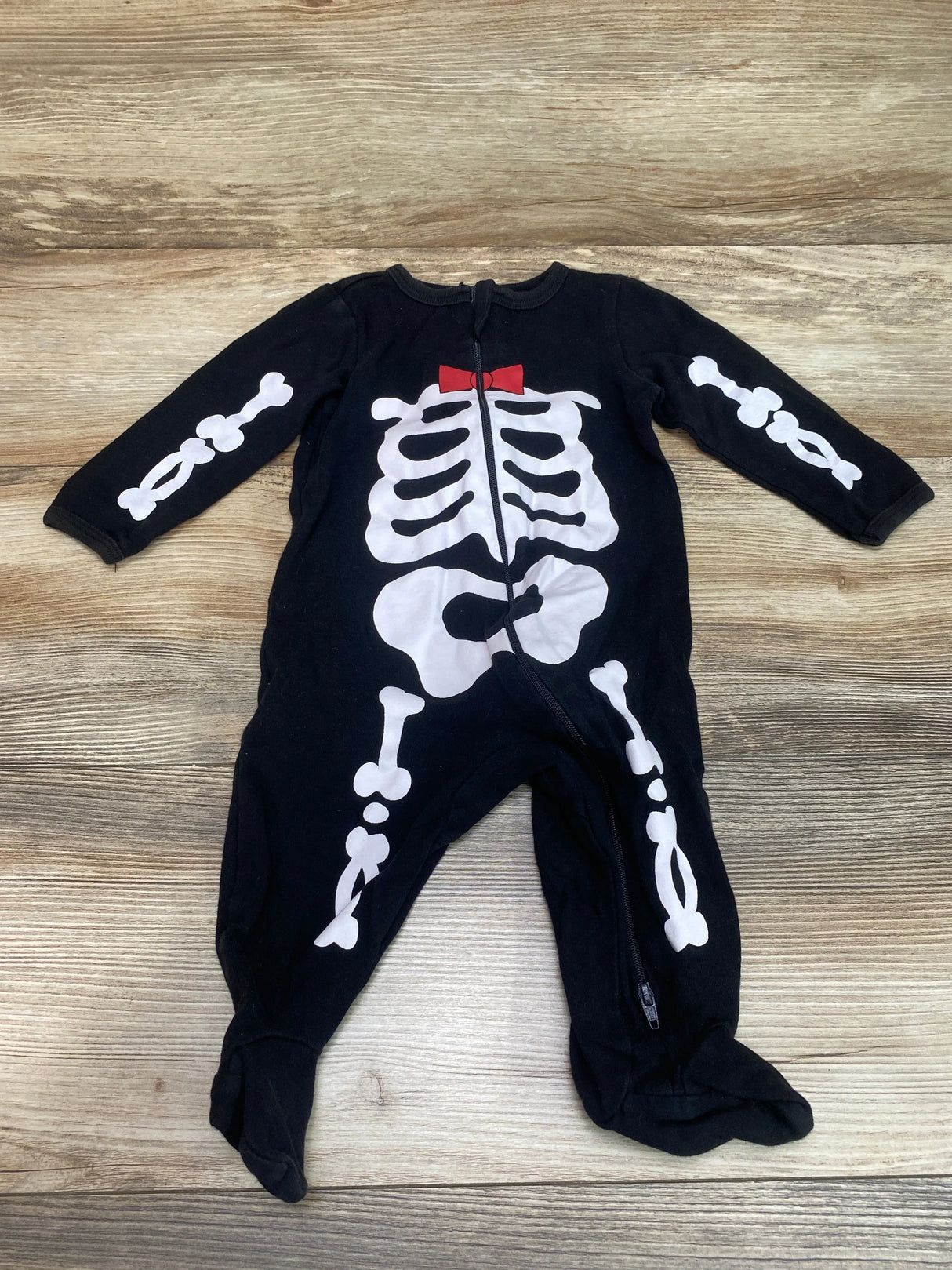 Skeleton Sleeper With Bow Black Sz 6-9m - Me n Mommy To Be