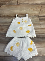 C&C California Kids 2pc Knit Lemon Top & Shorts Set White sz 12m
