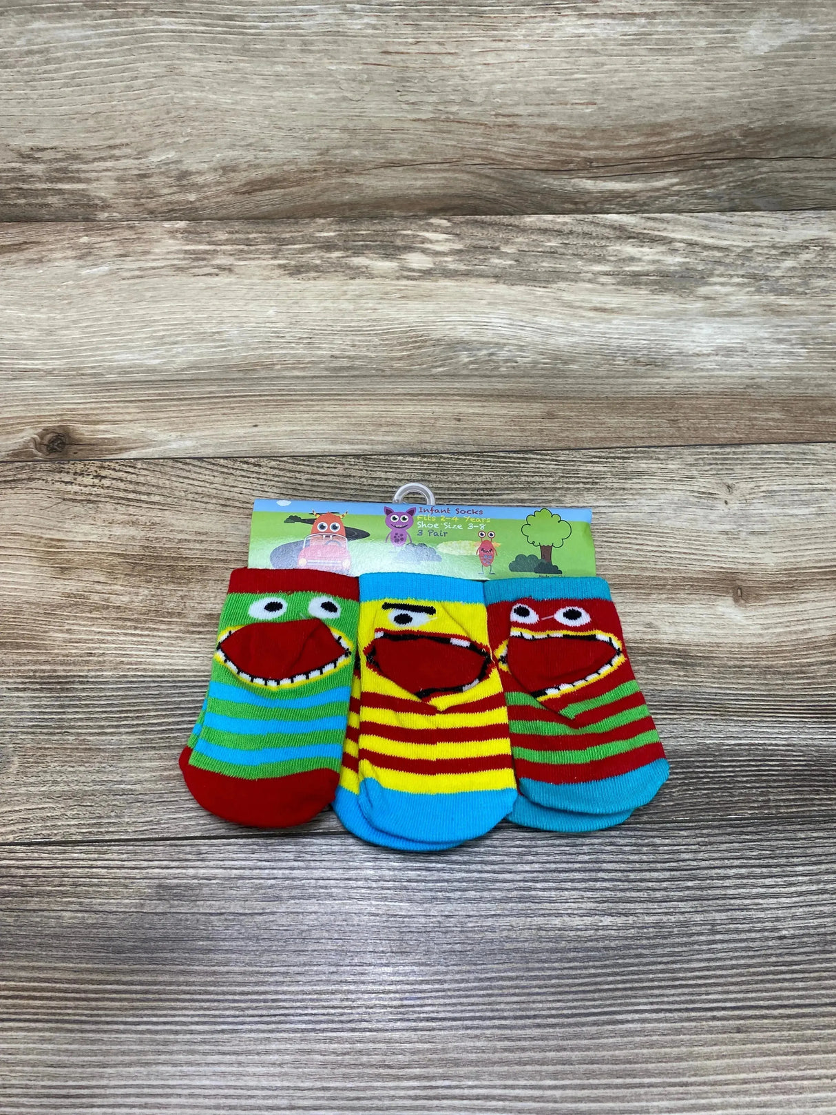 NEW 3pk Monster Face Baby Socks