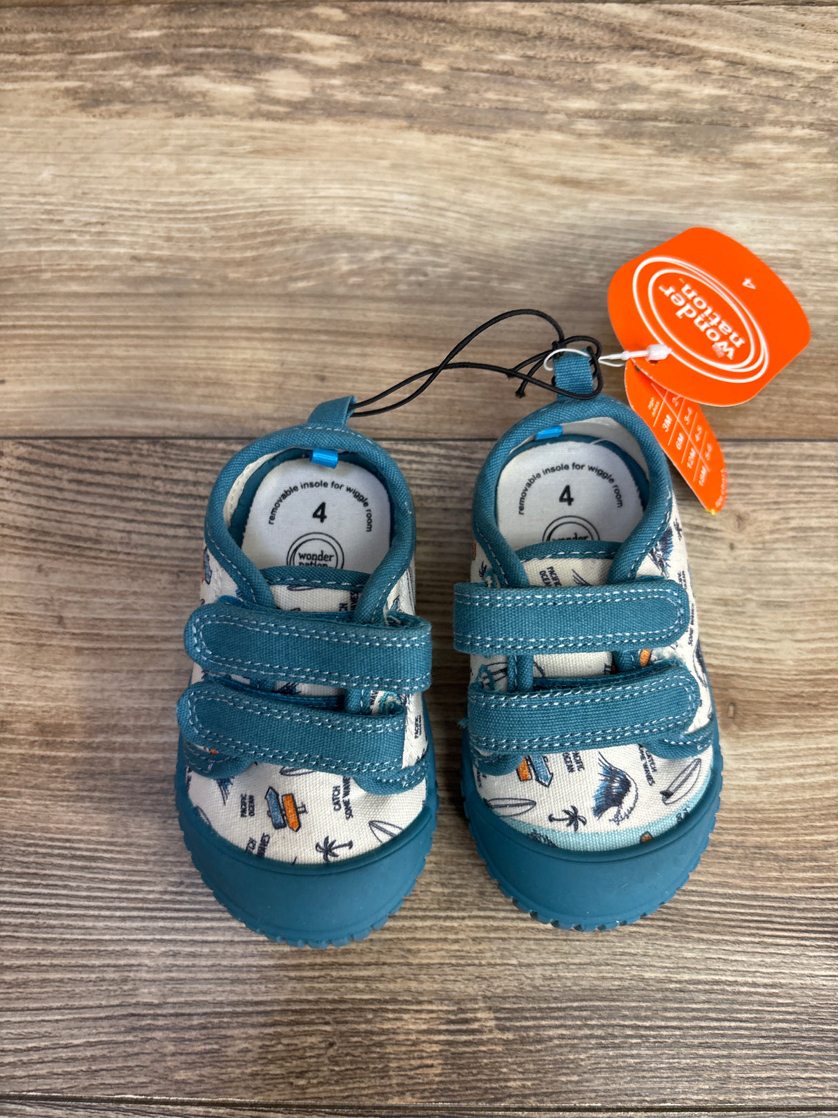 NEW Wonder Nation Two Strap Bump Toe Sneakers, Blue sz 4c