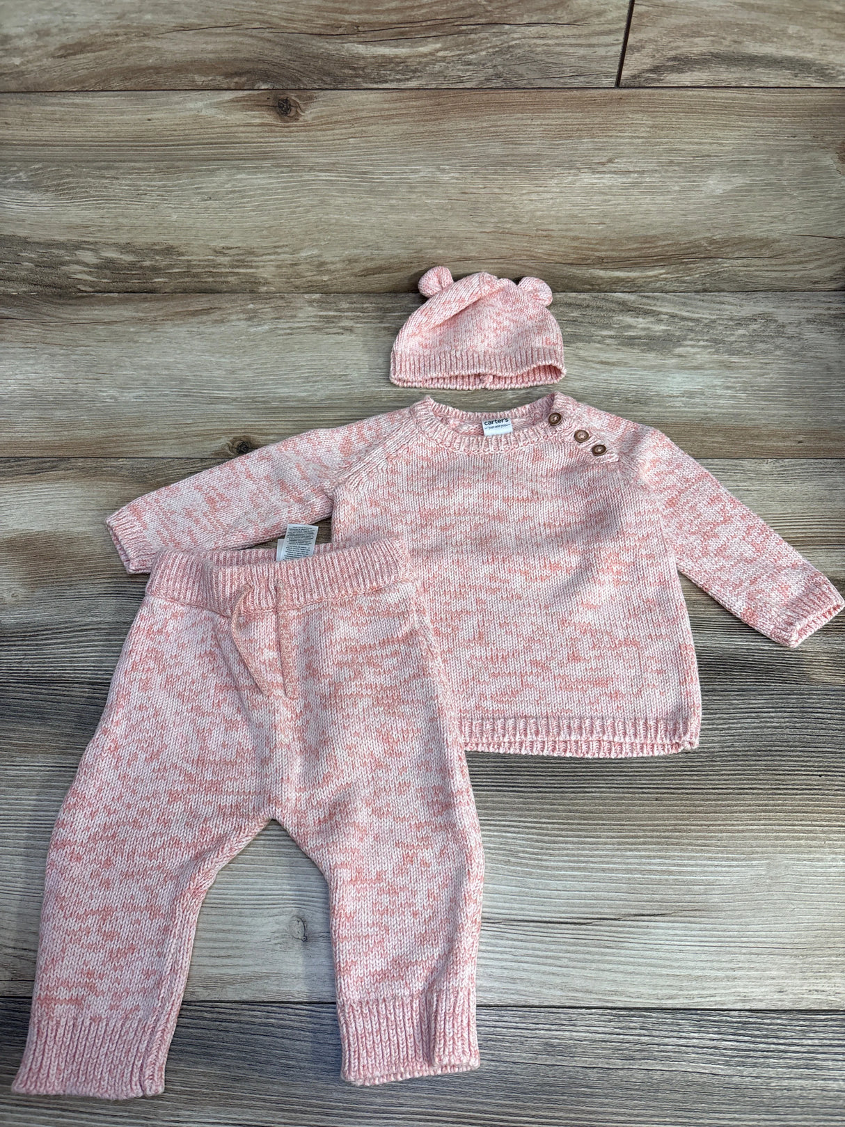 Just One You 3pc Knit Sweater + Pants + Hat Set Pink sz 6m - Me n Mommy To Be