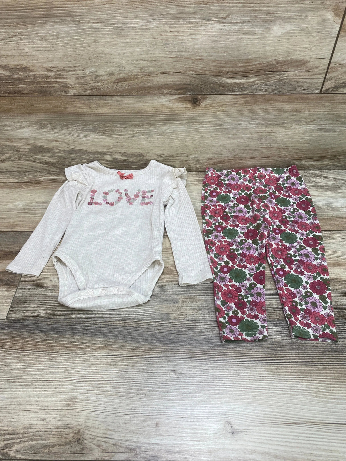 Laughing Llama 2pc Love Bodysuit & Pants Oatmeal sz 12m