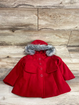 Cat & Jack Fleece Faux-Fur Trim Coat Red sz 12m