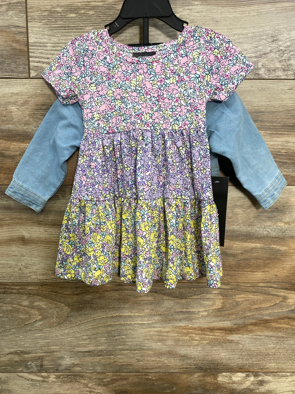 NEW Picapino 3pc Floral Dress & Jacket Blue/Pink sz 6-9m