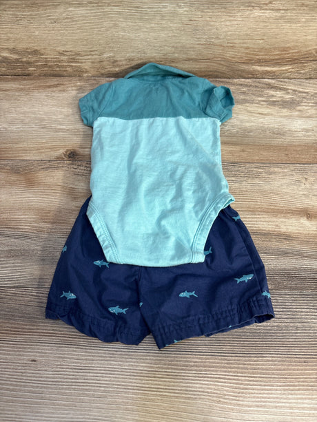 Carter's 2pc Polo Bodysuit & Shorts Blue sz 3m - Me n Mommy To Be