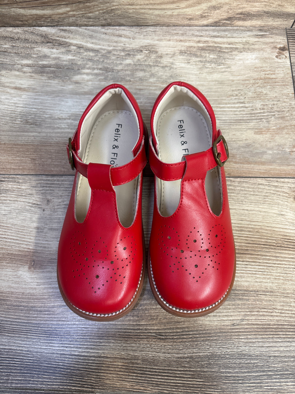 Felix & Flora T-Strap Mary Jane Flats Red sz 11c
